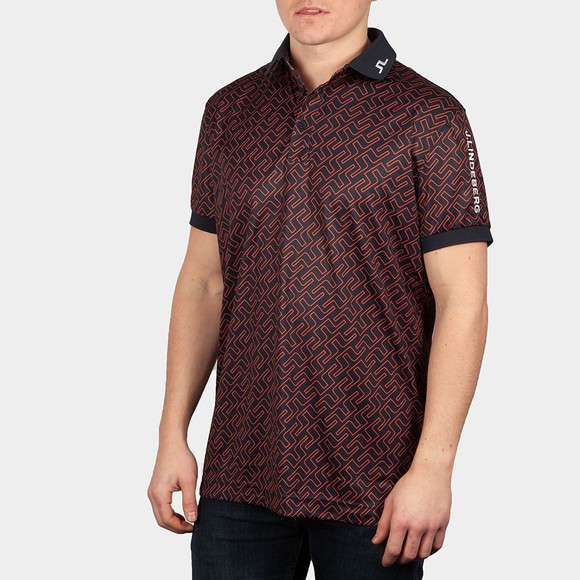 J.Lindeberg Mens Blue Tour Tech Regular Fit Print Polo Shirt #2