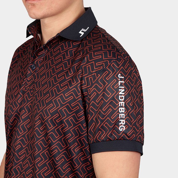 J.Lindeberg Mens Blue Tour Tech Regular Fit Print Polo Shirt #3