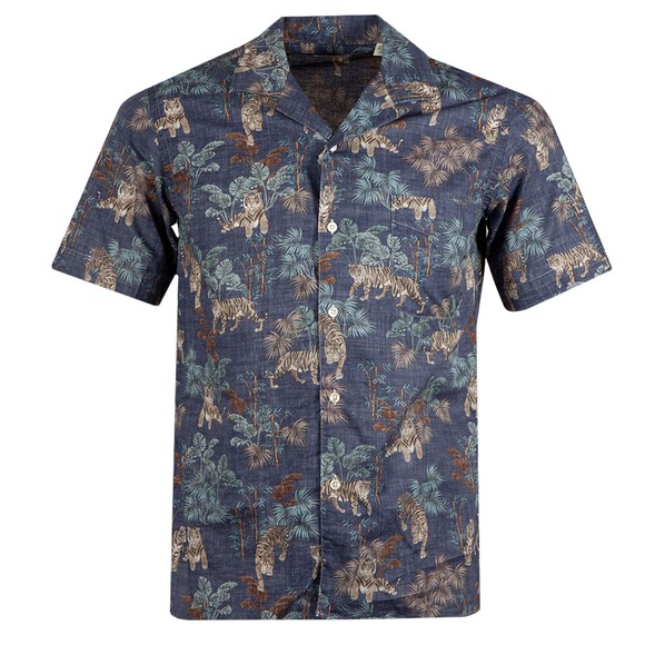 Hartford Mens Blue Slam 02 MC Tiger Print Short Sleeve Shirt  main image