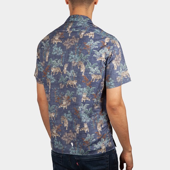 Hartford Mens Blue Slam 02 MC Tiger Print Short Sleeve Shirt  main image