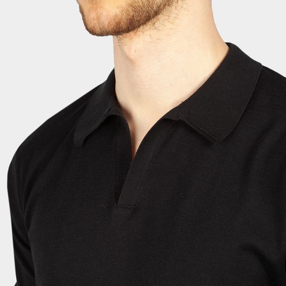 John Smedley Mens Black Noah Skipper Collar Shirt SS main image