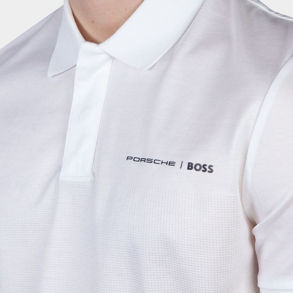 BOSS Mens White Porsche Phillipson 160 Polo Shirt #3