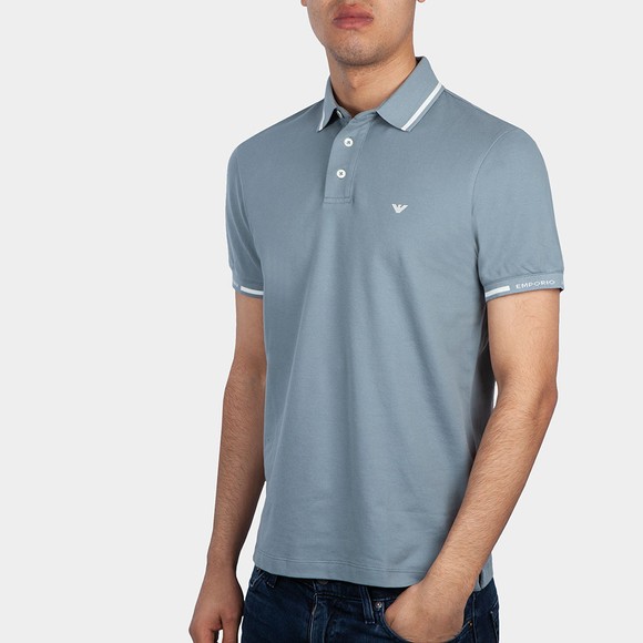 Emporio Armani Mens Blue Small Logo Tipped Polo Shirt main image