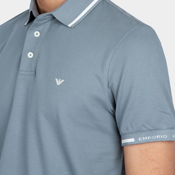 Emporio Armani Mens Blue Small Logo Tipped Polo Shirt main image