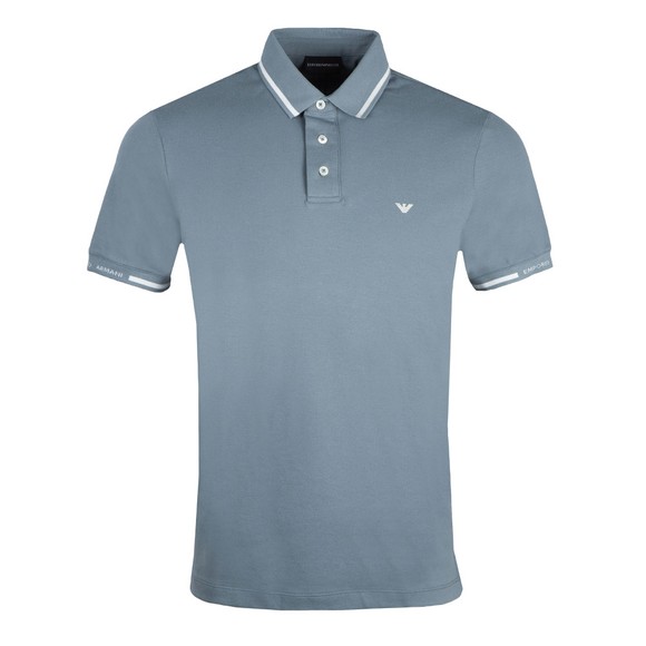 Emporio Armani Mens Blue Small Logo Tipped Polo Shirt main image