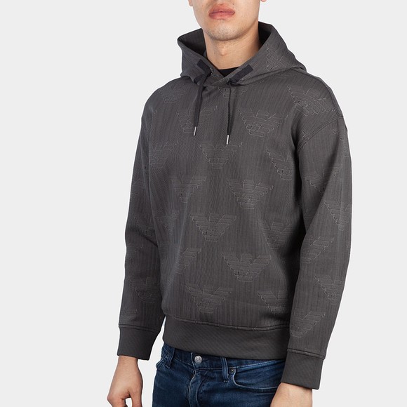 Emporio Armani Mens Grey Stripe Logo Overhead Hoody main image