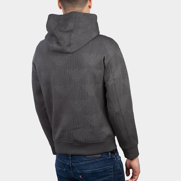 Emporio Armani Mens Grey Stripe Logo Overhead Hoody main image