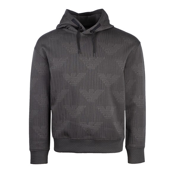 Emporio Armani Mens Grey Stripe Logo Overhead Hoody main image