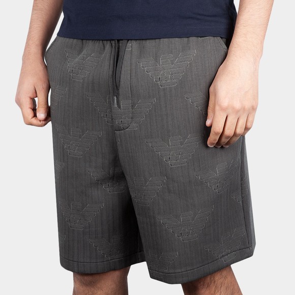 Emporio Armani Mens Grey Stripe Logo Jersey Short main image