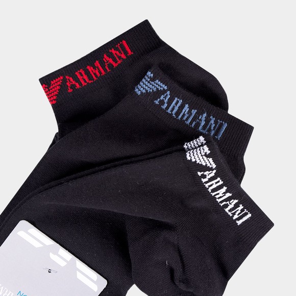 Emporio Armani Mens Black 3 Pack Logo Trainer Sock main image