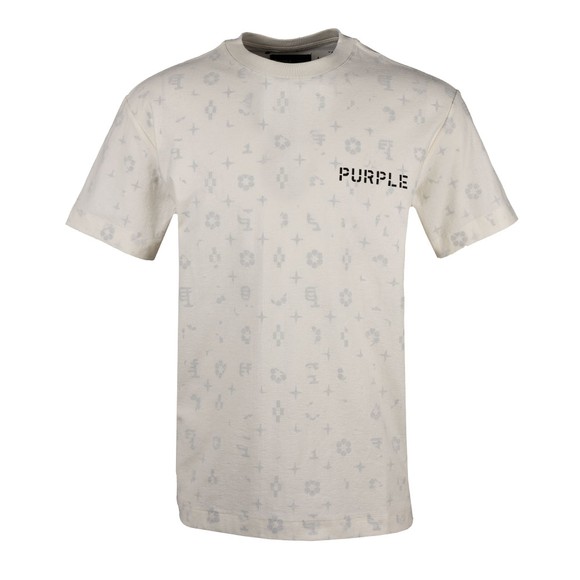 Purple Brand Mens Beige Jersey Monogram T-Shirt #1