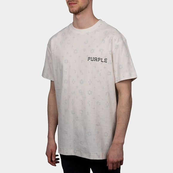 Purple Brand Mens Beige Jersey Monogram T-Shirt #2