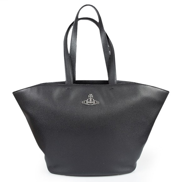 Vivienne Westwood Womens Black Vegan Johanna Curved Tote Bag #1