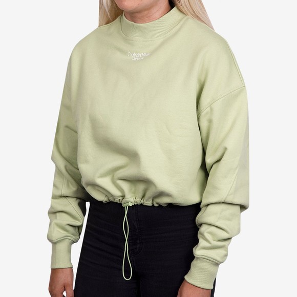 Calvin Klein Jeans Womens Green Stacked Logo Mock-Neck Sweatshirt main image