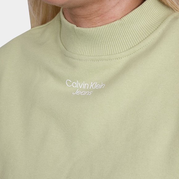 Calvin Klein Jeans Womens Green Stacked Logo Mock-Neck Sweatshirt main image