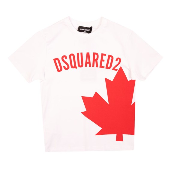 Dsquared2 Boys White Maple Leaf Logo T Shirt main image