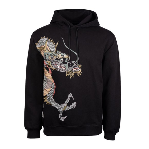 Maharishi Mens Black Dragon & Tigers Hooded Sweatshirt #1