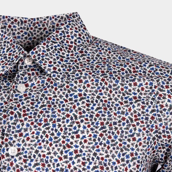 PS Paul Smith Mens White Tailored Fit Flower Pattern Shirt main image
