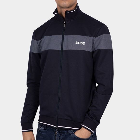 BOSS Bodywear Mens Blue Embroidered Logo Panel Full Zip Sweat #2