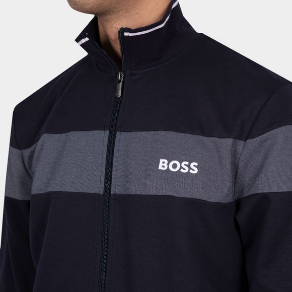 BOSS Bodywear Mens Blue Embroidered Logo Panel Full Zip Sweat #3