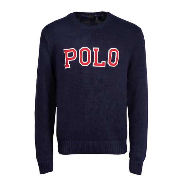 Polo Ralph Lauren Mens Blue Logo Crew Neck Knitted Jumper #1