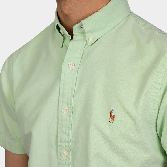 Polo Ralph Lauren Mens Green Slim Fit Short Sleeve Oxford Shirt #3