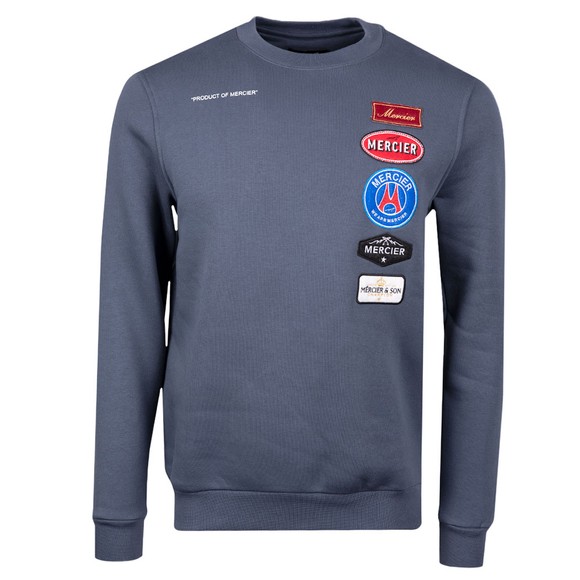 Mercier Mens Blue Hybrid Badge Crew Sweatshirt