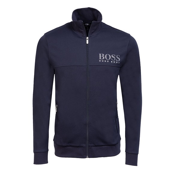 BOSS Bodywear Mens Blue Pixel Logo Full Zip Sweatshirt #1