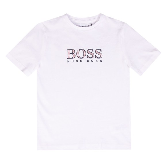 BOSS Boys White J25N30 Logo T Shirt main image