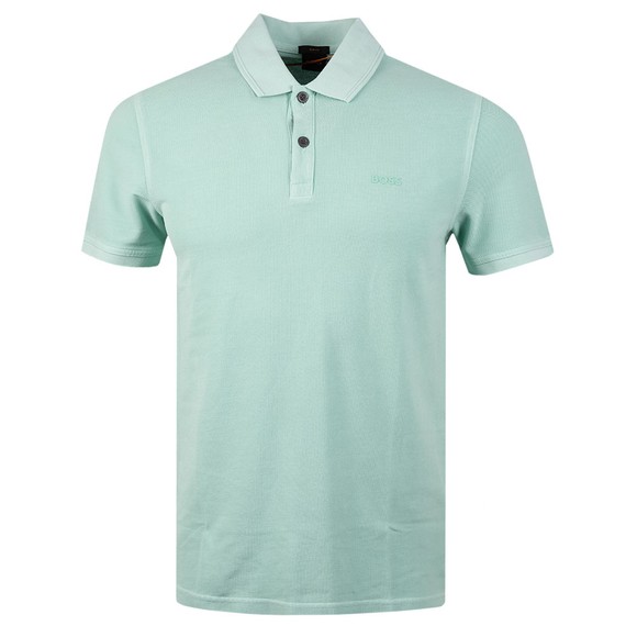 BOSS Mens Green Casual Prime Washed Look Polo Shirt #1