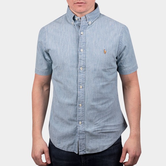 Polo Ralph Lauren Mens Blue Slim Fit Short Sleeve Chambray Shirt main image