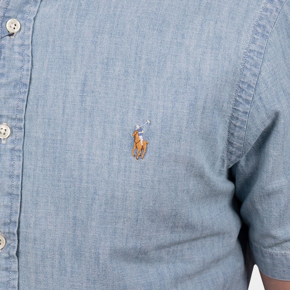 Polo Ralph Lauren Mens Blue Slim Fit Short Sleeve Chambray Shirt main image