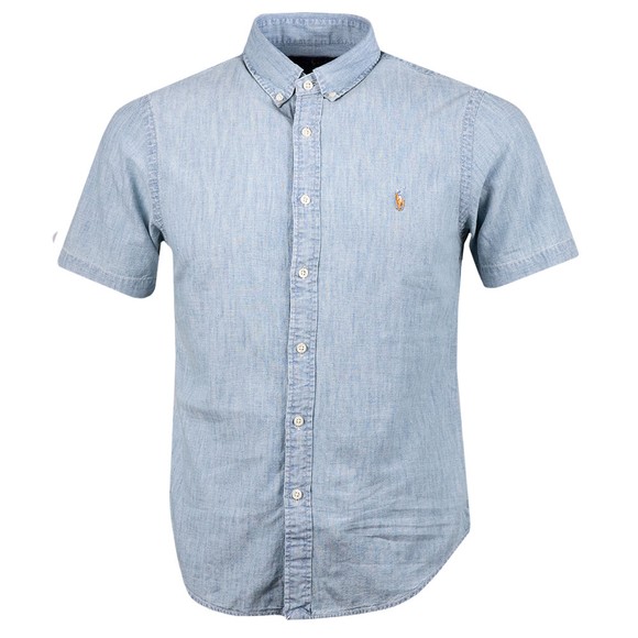 Polo Ralph Lauren Mens Blue Slim Fit Short Sleeve Chambray Shirt main image