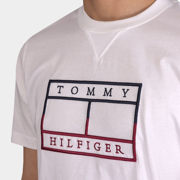 Tommy Hilfiger Mens White Outline Linear Flag T-Shirt main image