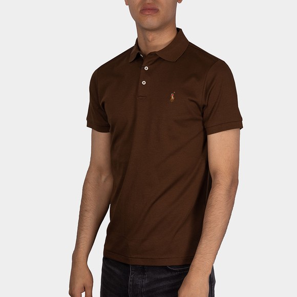 Polo Ralph Lauren Mens Brown Custom Slim Fit Pima Polo Shirt main image
