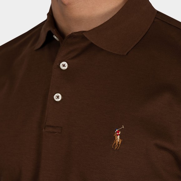 Polo Ralph Lauren Mens Brown Custom Slim Fit Pima Polo Shirt main image