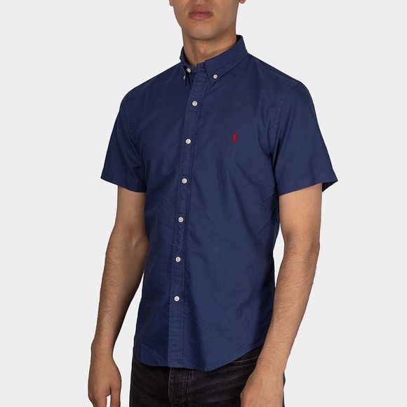 Polo Ralph Lauren Mens Blue Slim Fit Garment Dyed Short Sleeve Oxford Shirt main image