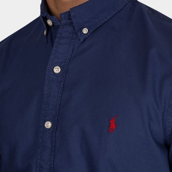 Polo Ralph Lauren Mens Blue Slim Fit Garment Dyed Short Sleeve Oxford Shirt main image