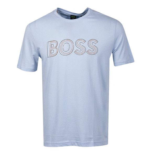 BOSS Mens Blue Athleisure Tee 1 Multi Colour Logo T Shirt #1