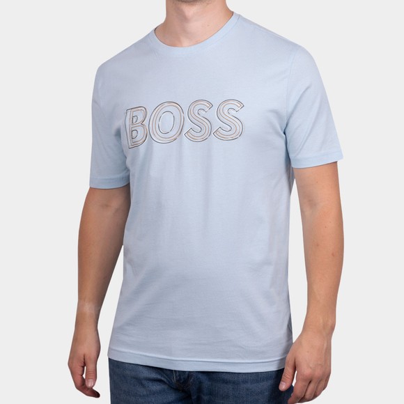 BOSS Mens Blue Athleisure Tee 1 Multi Colour Logo T Shirt #2