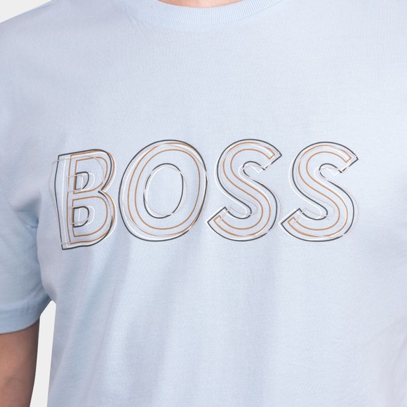 BOSS Mens Blue Athleisure Tee 1 Multi Colour Logo T Shirt #3