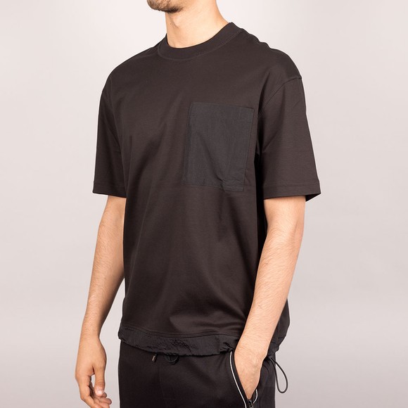 HUGO Mens Black Dangallo Nylon Mix T Shirt #3