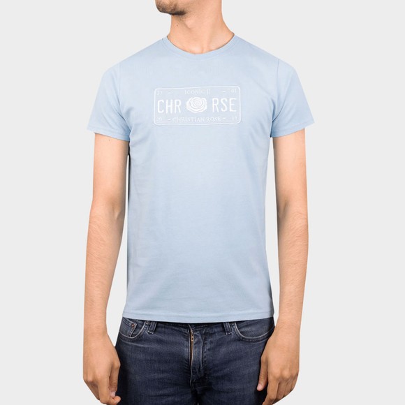 Christian Rose Mens Blue Iconic Chest Plate T-Shirt #2