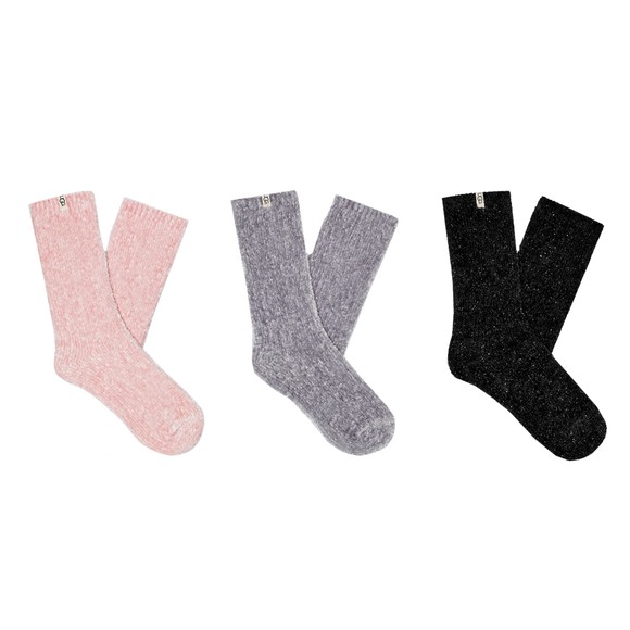 Ugg Womens Black Leda Sparkle 3 Pack Sock main image