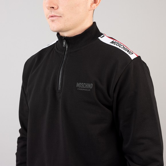 Moschino Mens Black Chest Logo Half Zip Tape Sweatshirt #3