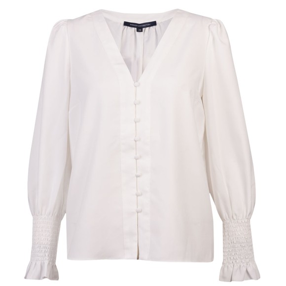 French Connection Womens White Crepe V Neck Blouse #1