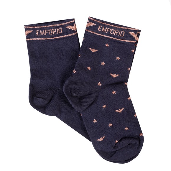 Emporio Armani Womens Blue 2 Pack Short Socks #1