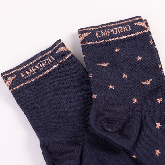 Emporio Armani Womens Blue 2 Pack Short Socks #2