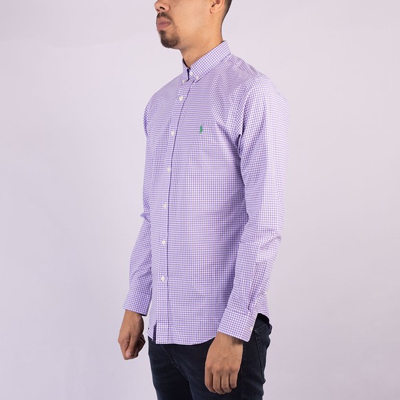 Polo Ralph Lauren Mens Purple LS Slim Fit Gingham Check Shirt #3