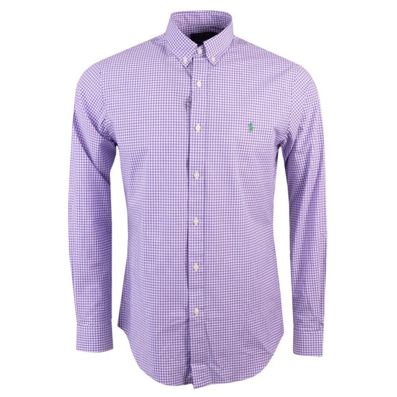 Polo Ralph Lauren Mens Purple LS Slim Fit Gingham Check Shirt #1